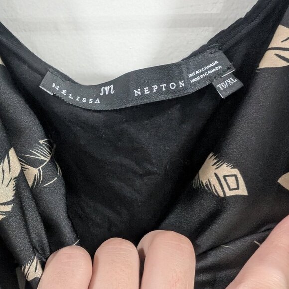Melissa Nepton black dress feather print sleeveless summer lightweight XL - Picture 5 of 7